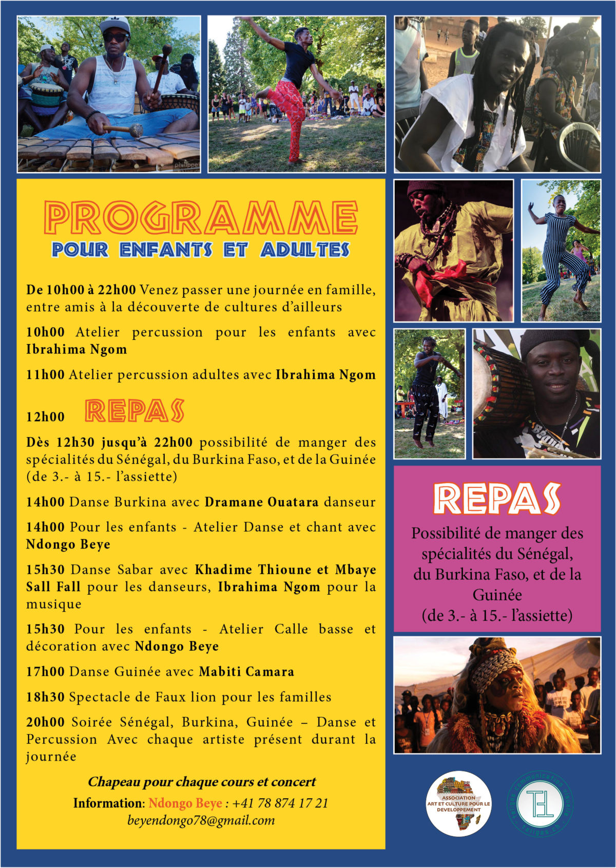 Carrefour Afrique - nourriture, spectacles musique et ateliers de danse, percussion